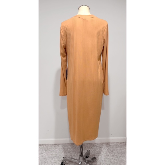 J For Justify Women's Camel Ribbed Long Sleeve Button Up Maxi Cardigan Size XL - Picture 5 of 8